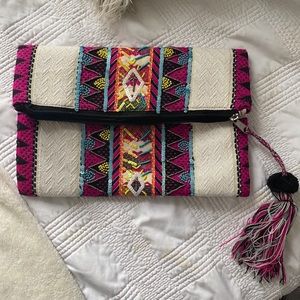 Patterned tribal Beaded Clutch